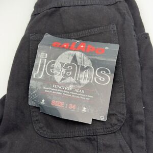 Galapo Jeans Mens 34 Baggy Black Denim Jean Shorts Vintage NOS Carpenter Cotton